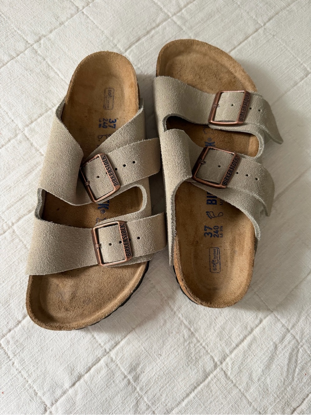 Birkenstock Arizona Two-Strap Sandals in Light Taupe Suede - Picture 5 of 6